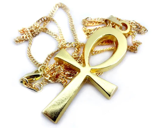 Gargantilha Cruz Ansata Dourada (4cm)