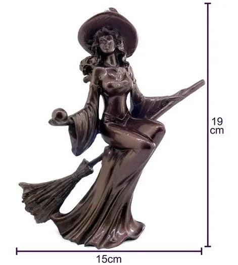Estátua Bruxa na Vassoura (19cm)