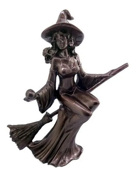 Estátua Bruxa na Vassoura (19cm)