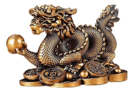 Estátua Dragão Chinês Dourado (11cm)