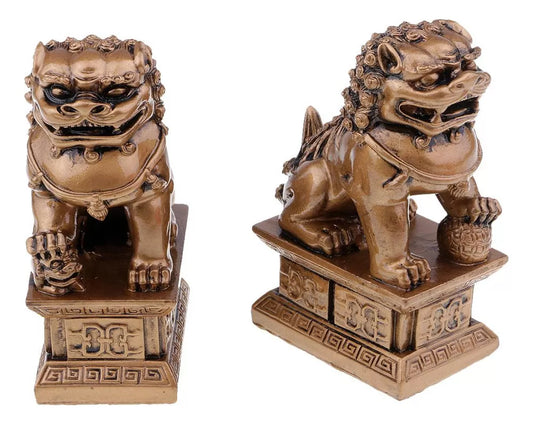 Estátua Leões Budistas Chineses Guardiões (10cm)