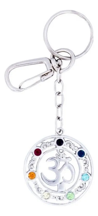 Chaveiro Símbolo Om com 7 Chakras (34mm)
