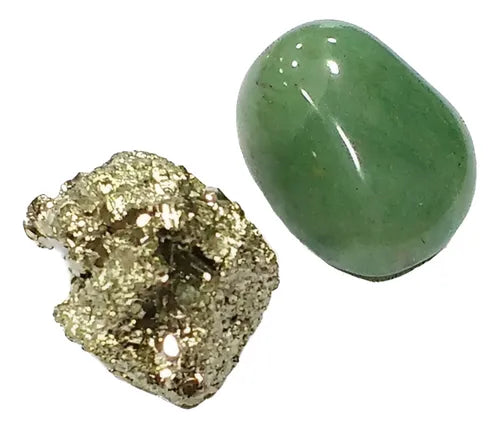 Kit de Pedras Pirita e Quartzo Verde (Fortuna e Saúde)