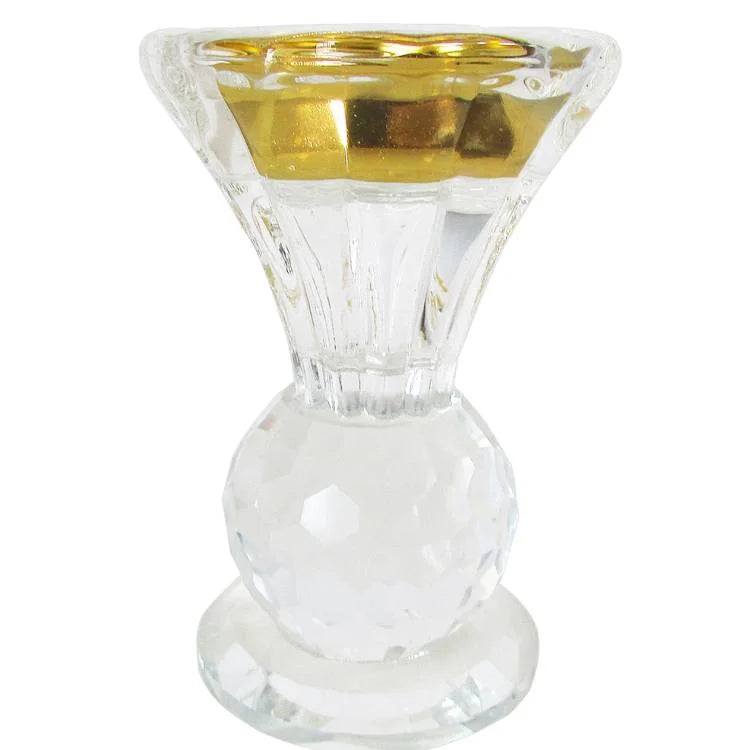 Castiçal em Cristal com Suporte em Metal (9cm)