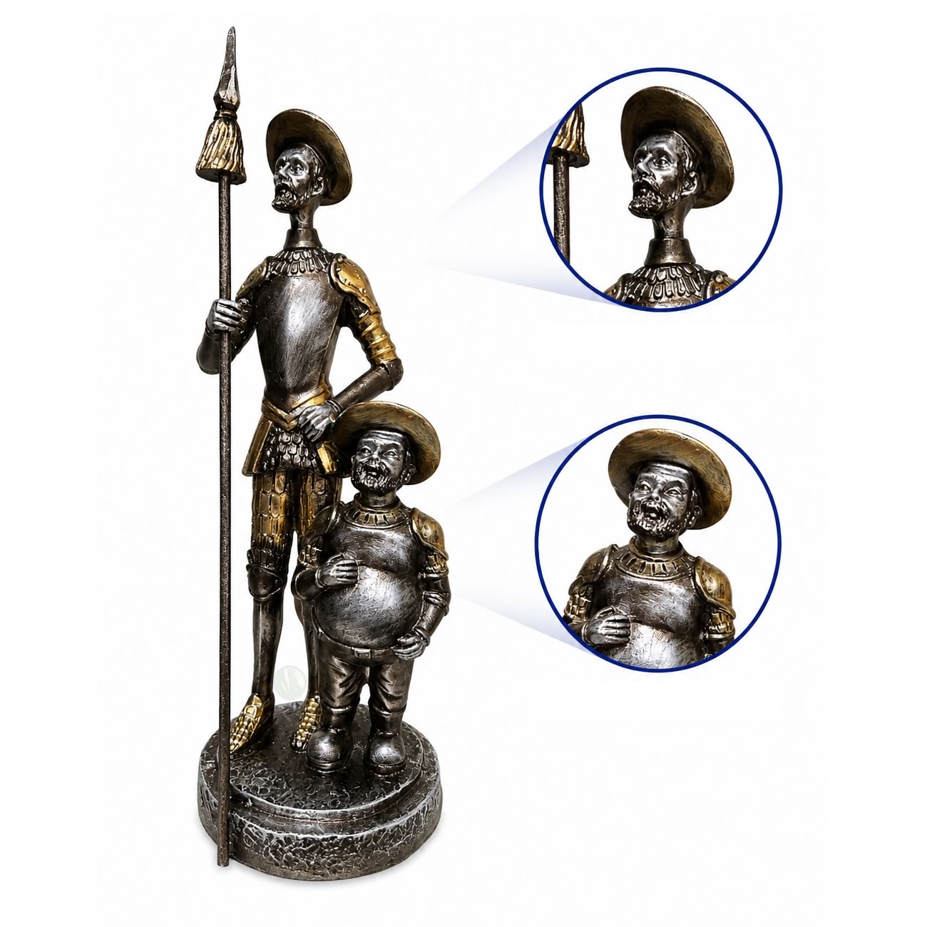 Estátua Dom Quixote e Sancho Pança Premium (20cm)