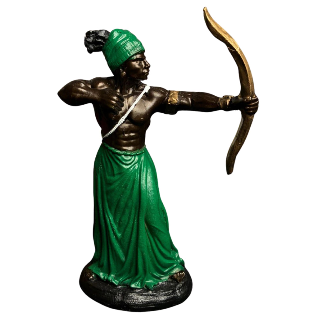 Estátua Orixá Oxóssi com Arco em Resina (15cm)