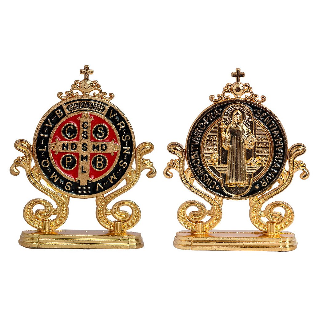 Medalha de São Bento com Base em Metal (7cm)