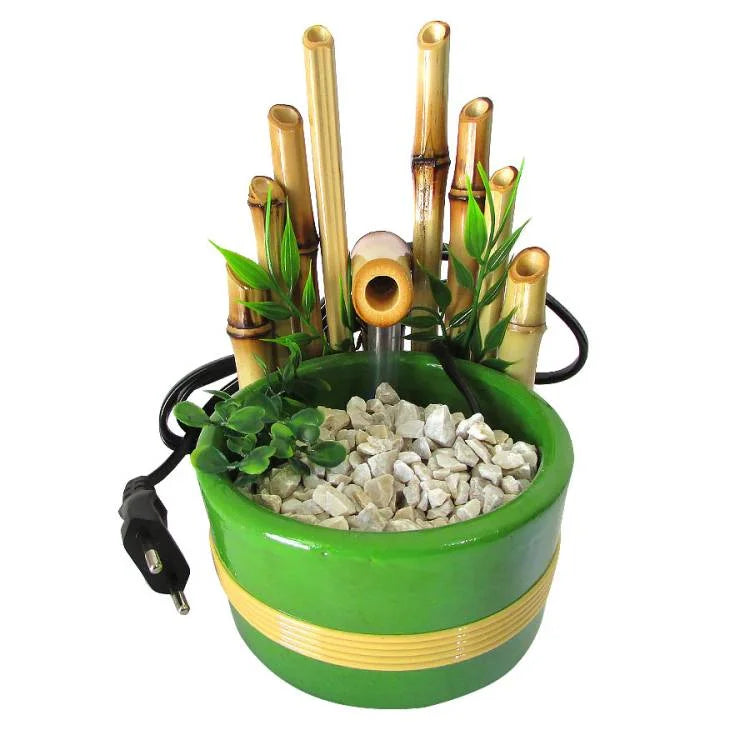 Fonte de Água Redonda em Cerâmica (11cm) Verde