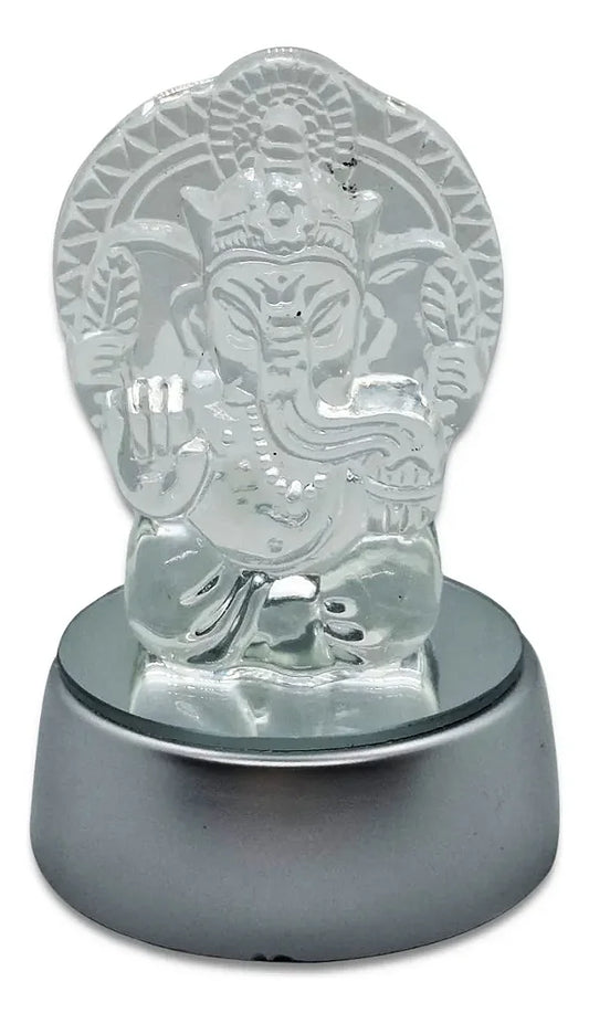 Ganesha em Cristal com Base de LED (10cm)