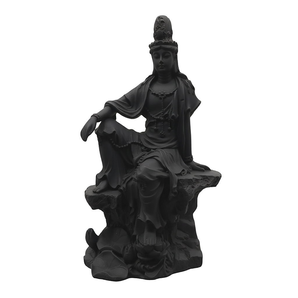 Estátua Deusa Kuan Yin Sentada (Preta)