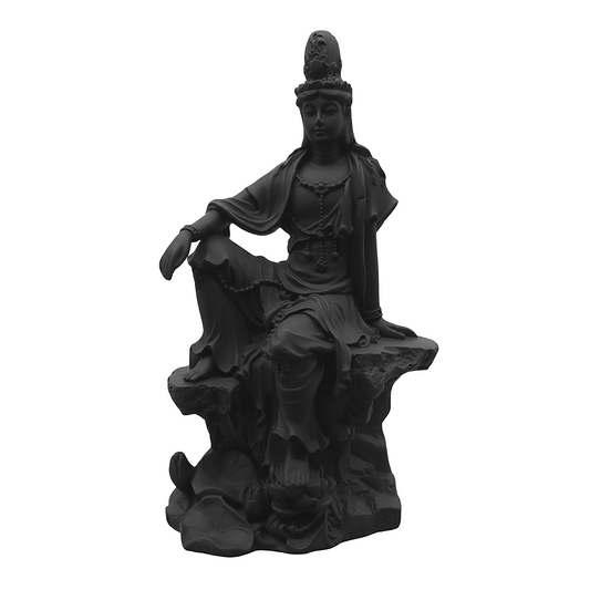 Estátua Deusa Kuan Yin Sentada (Preta)