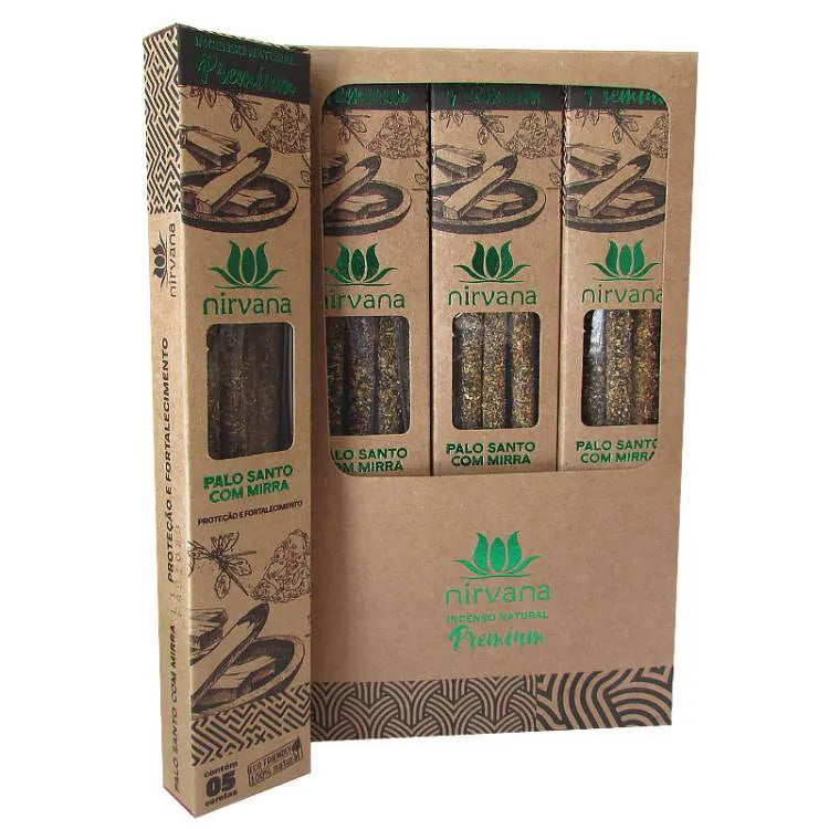 Incenso Natural Palo Santo com Mirra Linha Premium (5 Varetas)