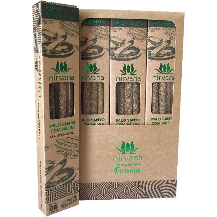 Incenso Natural Palo Santo com Sálvia Linha Premium (5 Varetas)