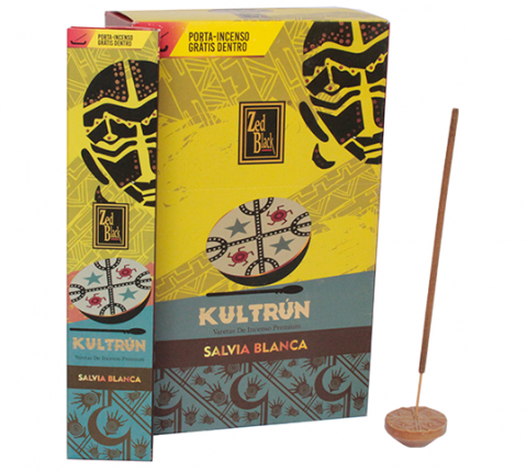 Incenso Premium Kultrún Sálvia Branca com Porta Incenso
