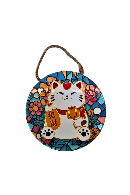 Mandala Gato Manekineko em Porcelana (16cm)