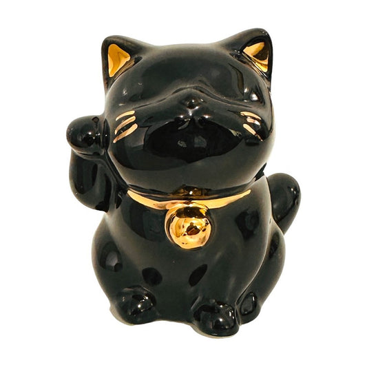Estátua Manekineko em Porcelana (Preto)
