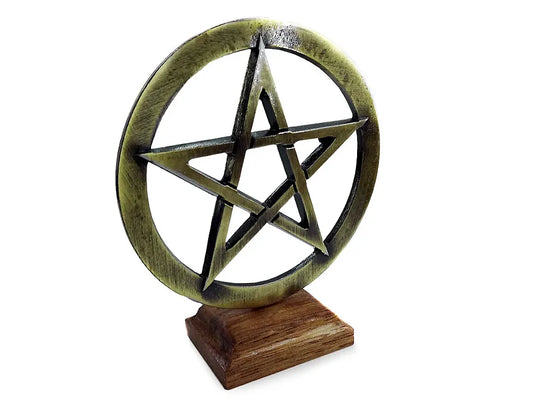 Pantáculo Pentagrama com Base em Madeira (11cm)