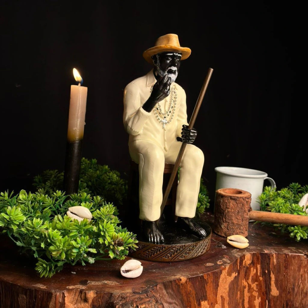 Estátua Preto Velho Premium em Resina (20cm)