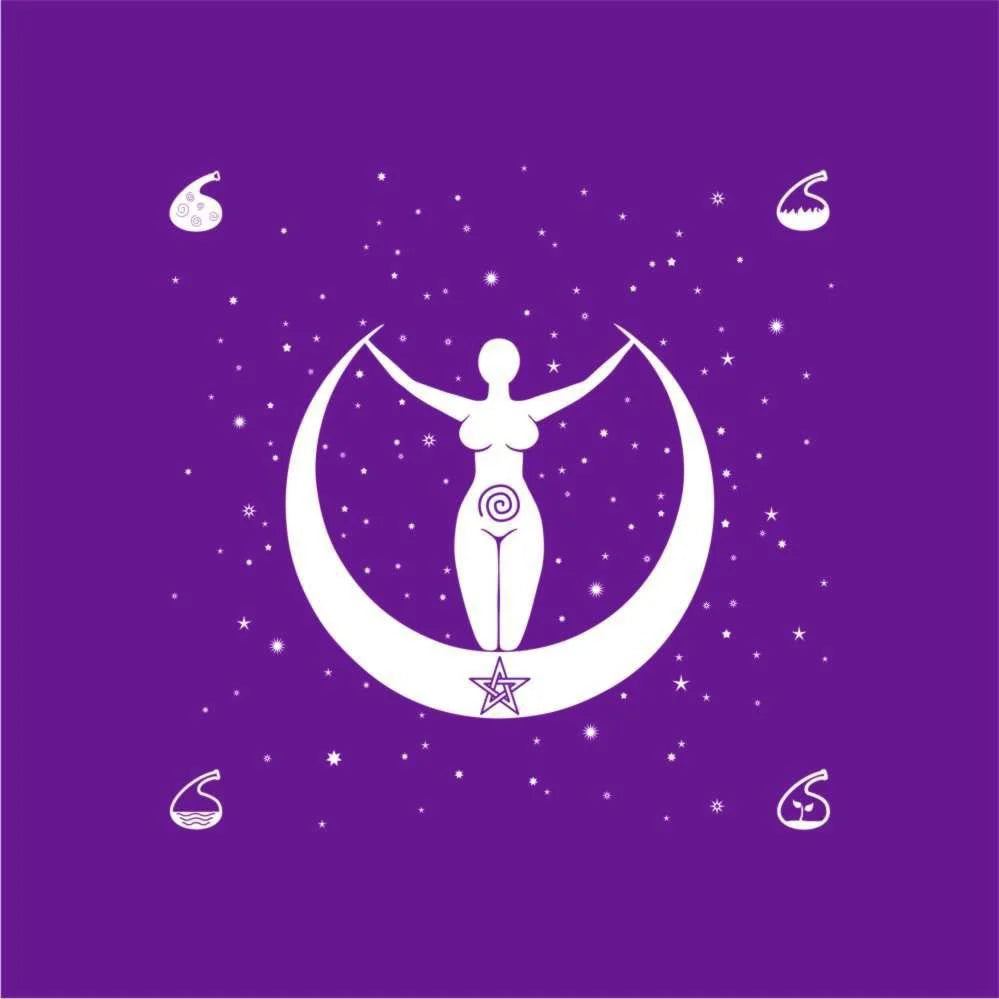 Toalha para Altar e Tarô Deusa Lua (Violeta)