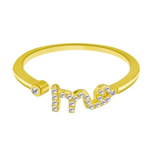Anel Signo Virgem com Cristal (2cm)