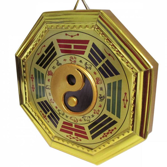 Baguá Feng Shui Yin Yang Dourado (13cm)