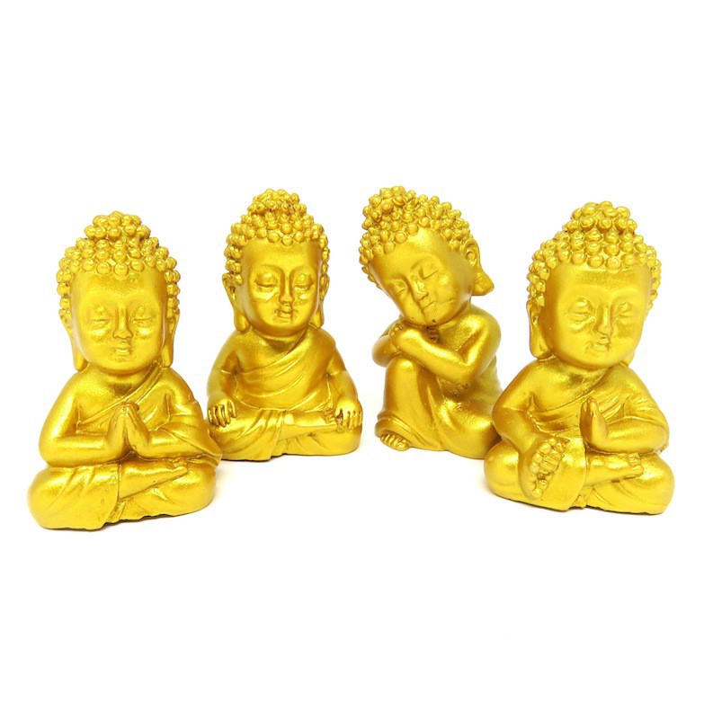 Estátua Buda Dourado com 4 Unidades (5cm)