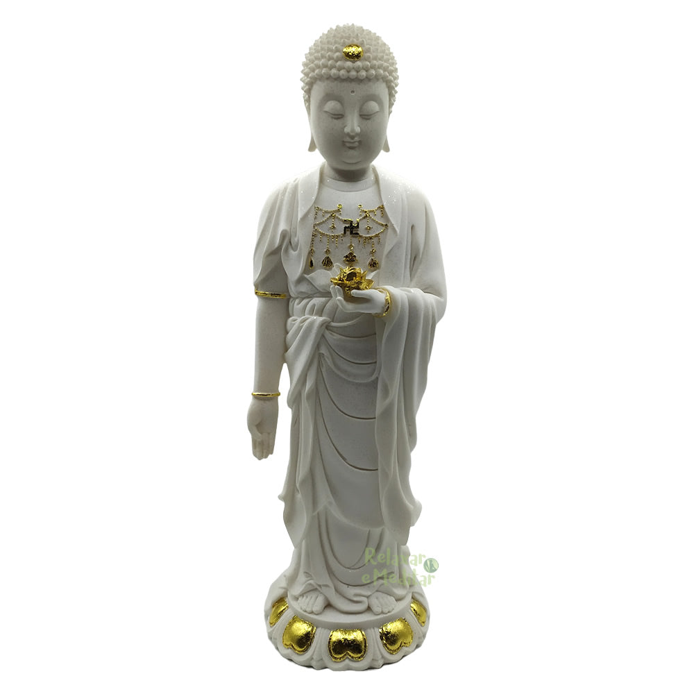 Estátua Buda Pérolado Grande em Resina (40cm)