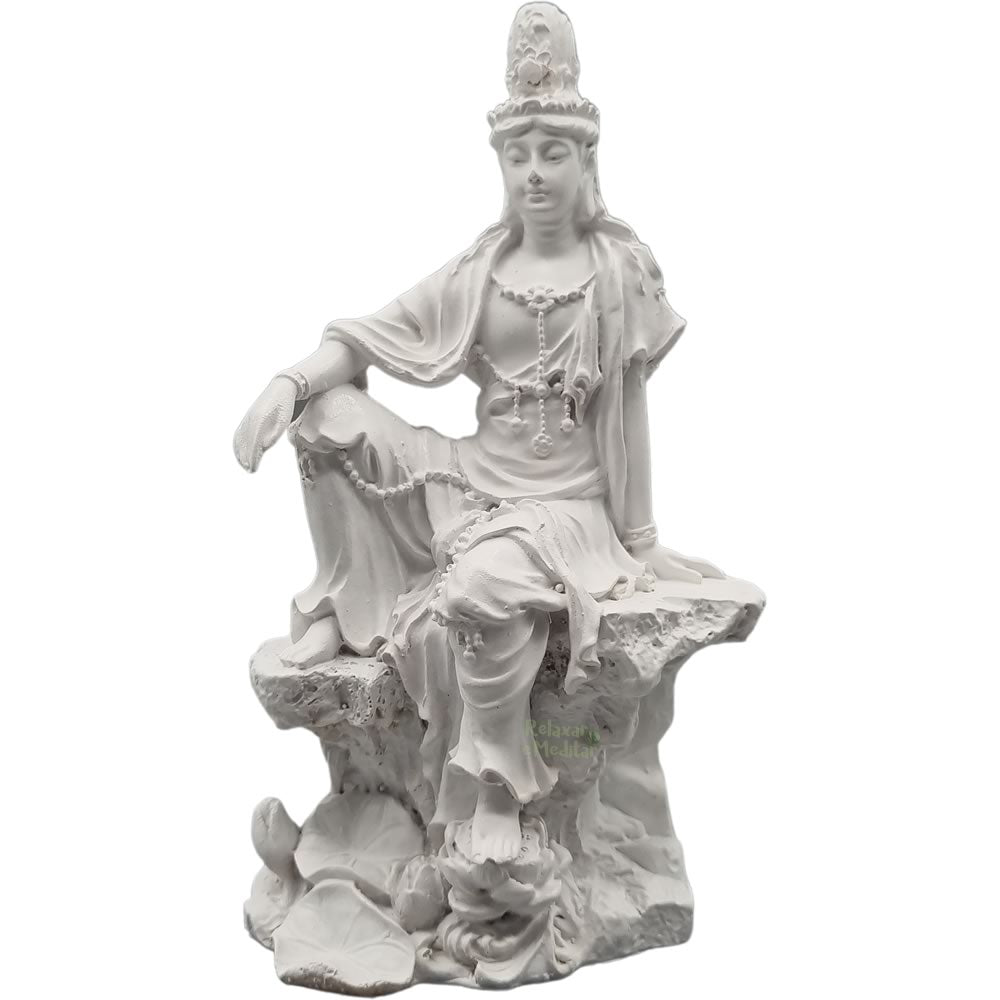 Estátua Deusa Kuan Yin Sentada (15cm)