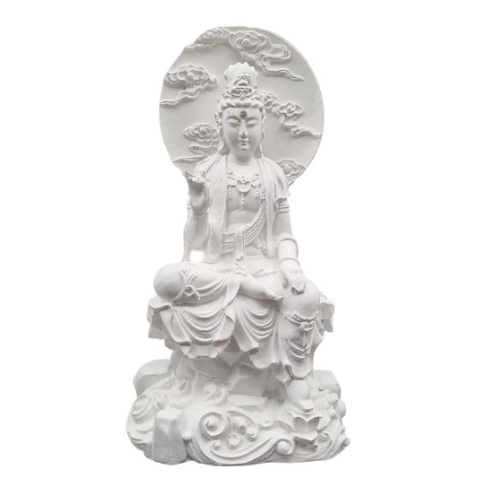 Estátua Deusa Kuan Yin Sobre o Mar e o Sol (22cm)
