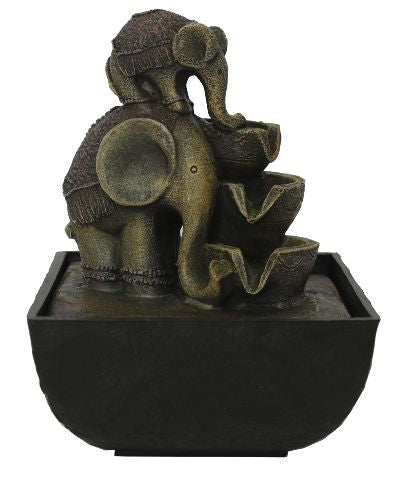 Fonte de Água Elefante com Filhote (18cm)