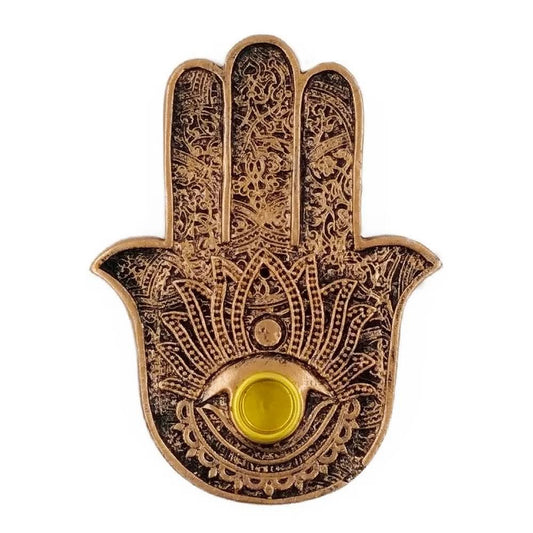 Incensário Mão Hamsa em Resina (12cm)