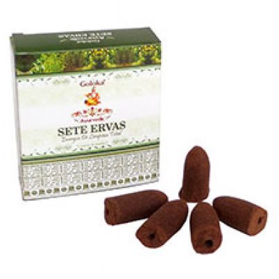 Incenso Cone Goloka Ayurvedic (Energia de Limpeza Total) Sete Ervas