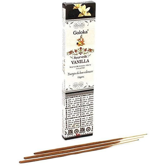 Incenso Goloka Massala Ayurvedic Vanilla (Energia das Boas Vibrações)