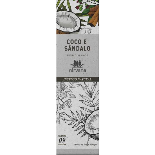 Incenso Natural Coco com Sândalo 100% Natural (9 Varetas)