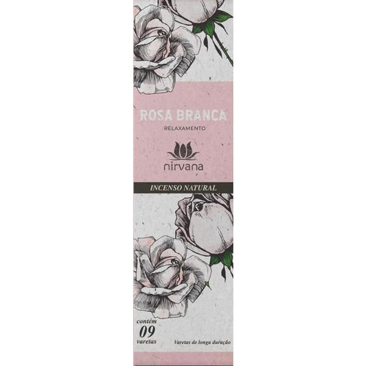 Incenso Natural Rosa Branca 100% Natural (9 Varetas)
