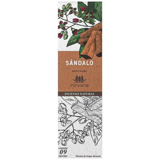 Incenso Natural Sândalo 100% Natural (9 Varetas)
