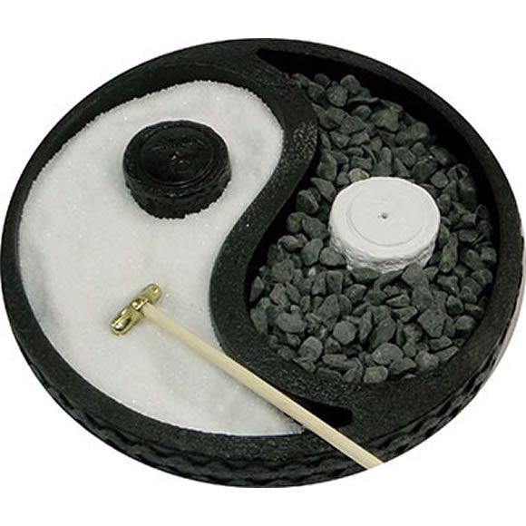 Jardim Zen Yin Yang com Porta Incensos e Pedras (15cm)