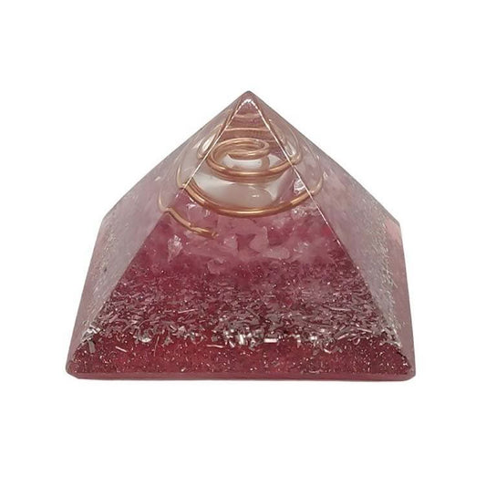 Orgonite Pirâmide Quarzo Rosa e Cristais (Amor)