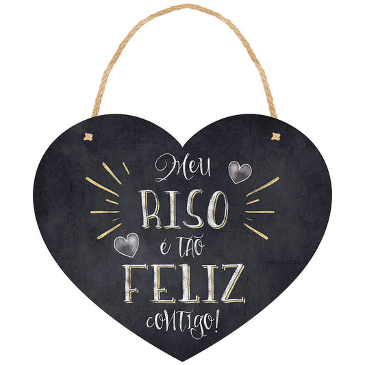 Placa Decorativa Meu Riso é Tão Feliz (20x17cm)