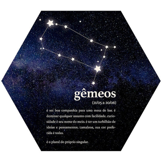 Placa Decorativa Signos: Gêmeos (22x25cm)
