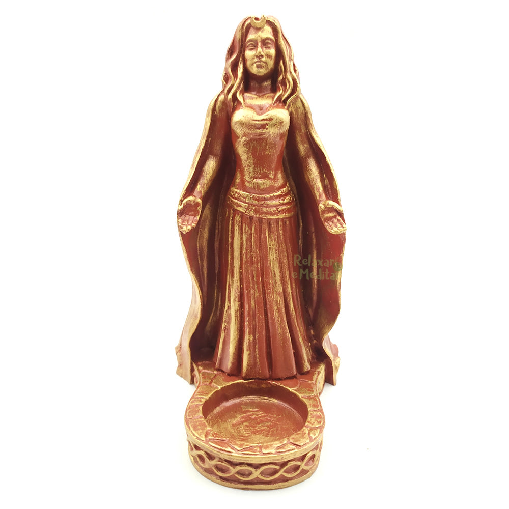 Porta Velas Rechaud com Deusa da Lua (18cm)
