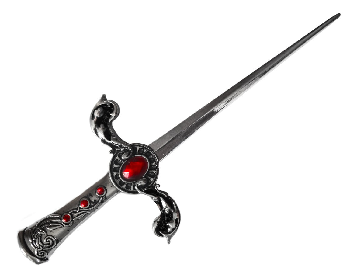 Punhal Athame Cigano com Pedra Vermelha (21cm)