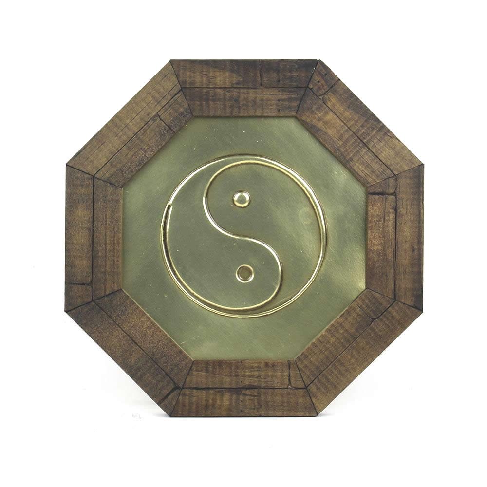 Quadro Oitavado Feng Shui Yin Yang com Moldura
