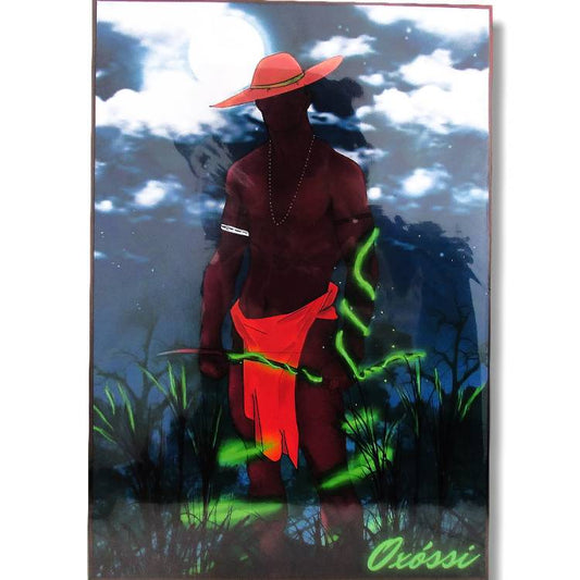 Quadro Orixá Oxóssi na Noite de Parede (29cm)
